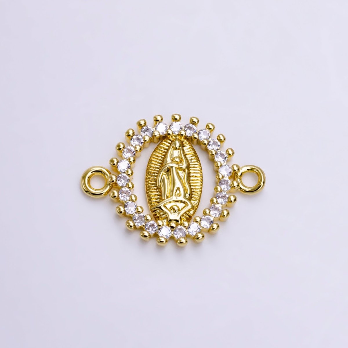 14K Gold plated Mini Lady Guadalupe Charm Connector for Bracelet Link Connector G-156 - DLUXCA