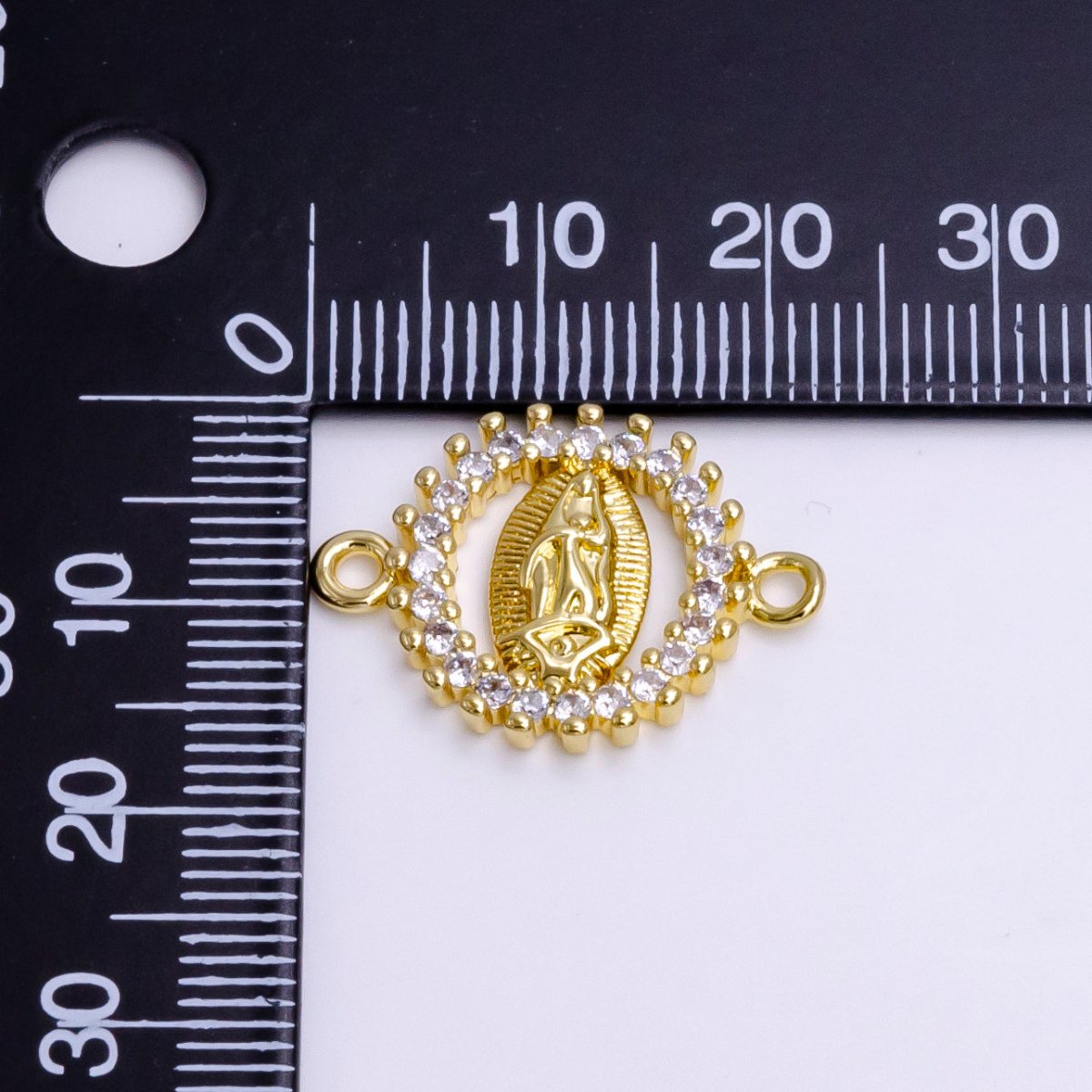 14K Gold plated Mini Lady Guadalupe Charm Connector for Bracelet Link Connector G-156 - DLUXCA