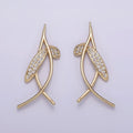 14K Gold plated Mini Micro Paved Clear CZ Hang Fish Gold Charm | AG-154 - DLUXCA