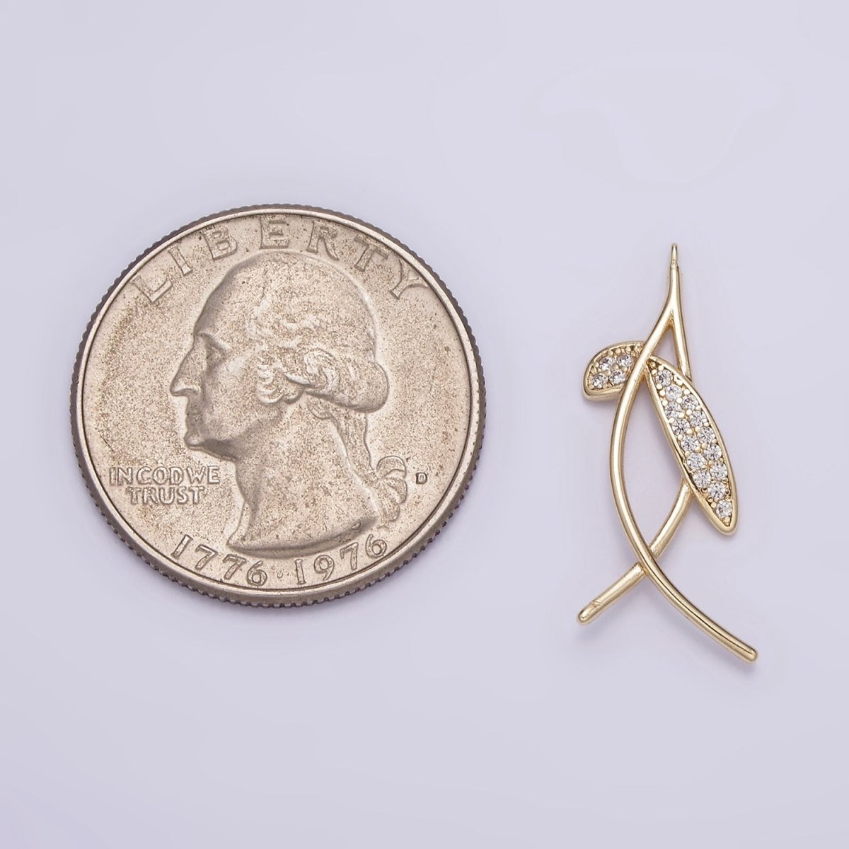 14K Gold plated Mini Micro Paved Clear CZ Hang Fish Gold Charm | AG-154 - DLUXCA