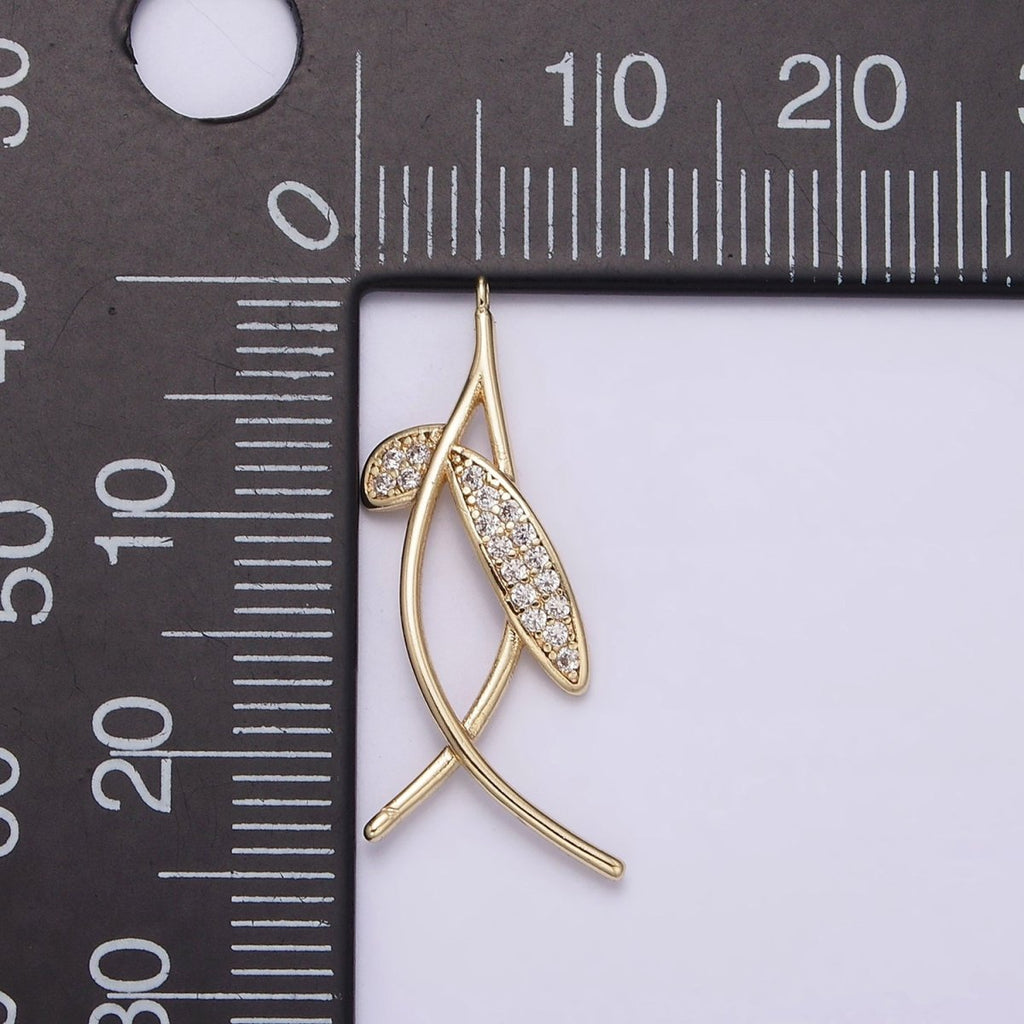 14K Gold plated Mini Micro Paved Clear CZ Hang Fish Gold Charm | AG-154 - DLUXCA
