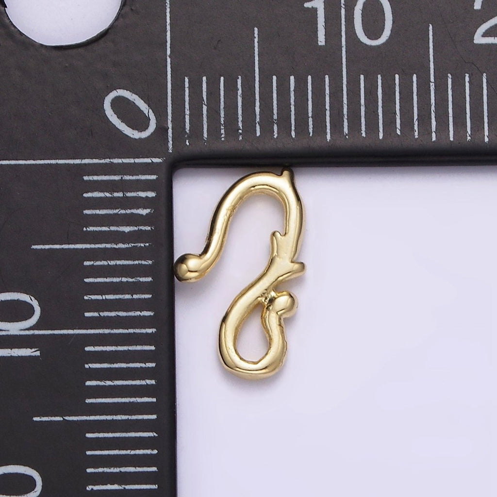 14K Gold plated Mini Molten Vine Hook Closure Findings Supply | Z658 - DLUXCA