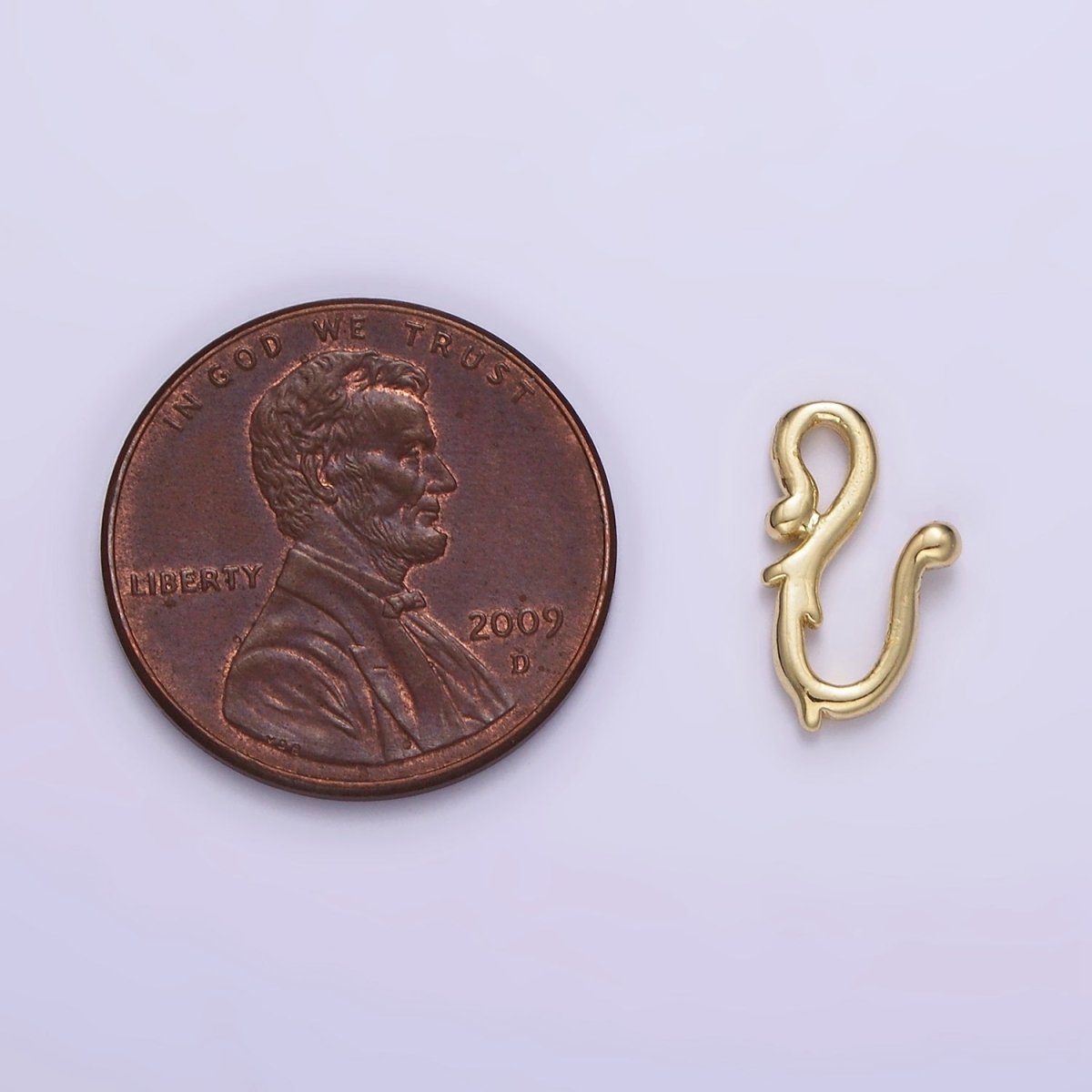 14K Gold plated Mini Molten Vine Hook Closure Findings Supply | Z658 - DLUXCA