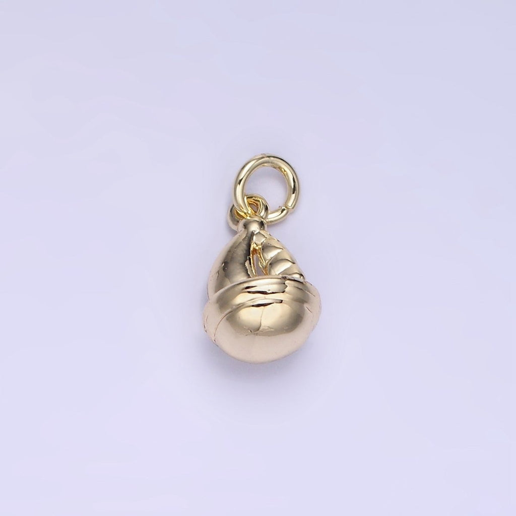 14K Gold plated Mini Round Boat Charm | AG-663 - DLUXCA