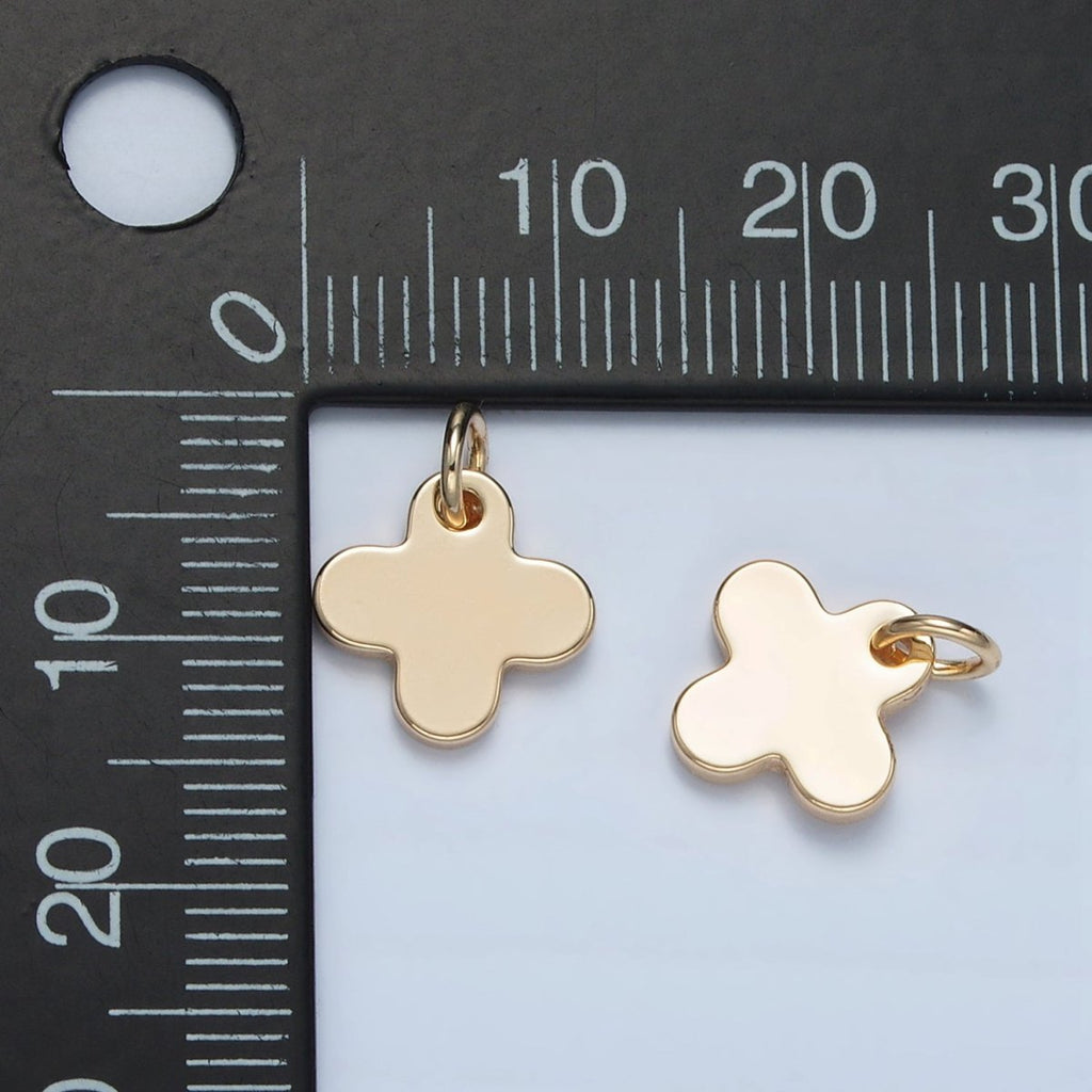14K Gold plated Minimalist Quatrefoil Flower Charm | D722 - DLUXCA
