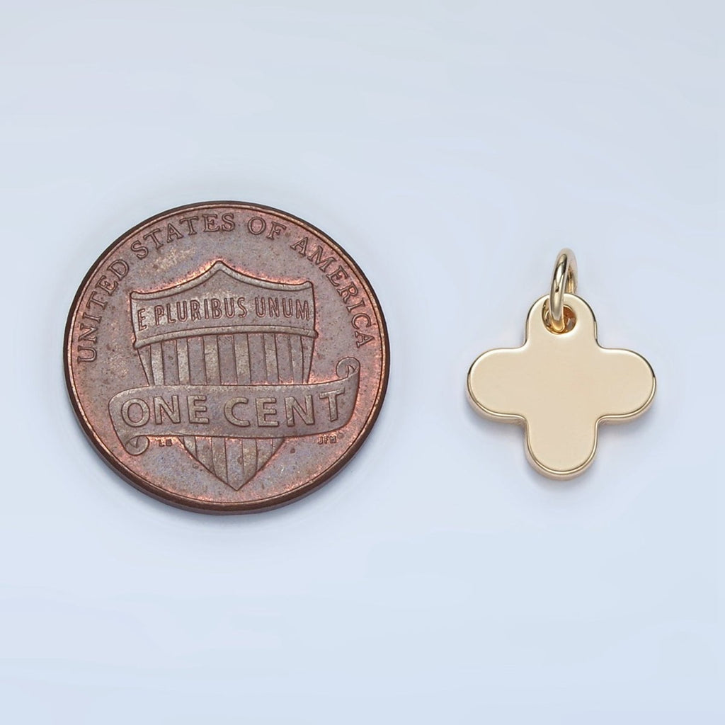 14K Gold plated Minimalist Quatrefoil Flower Charm | D722 - DLUXCA