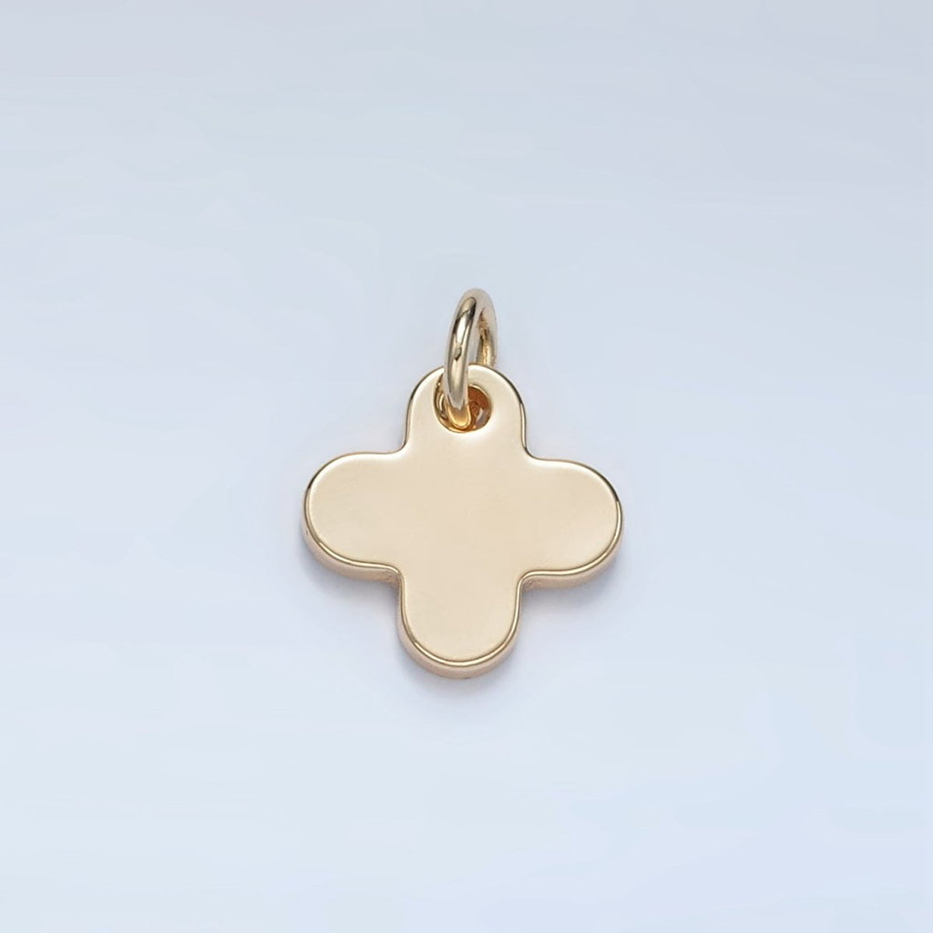 14K Gold plated Minimalist Quatrefoil Flower Charm | D722 - DLUXCA