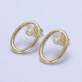 14K Gold plated Minimalist Stud Earring Light Gold Round Circle with Dainty Cubic Zirconia Crystal, Perfect for Everyday Wear or Gift | X914 - DLUXCA