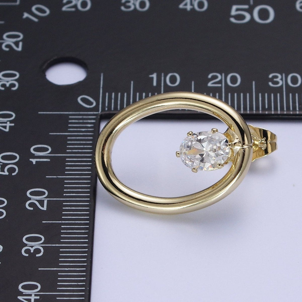 14K Gold plated Minimalist Stud Earring Light Gold Round Circle with Dainty Cubic Zirconia Crystal, Perfect for Everyday Wear or Gift | X914 - DLUXCA