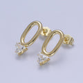 14K Gold plated Minimalist Stud Earring Oval with Triangle Cubic Zirconia Crystal, Perfect for Everyday Wear or Gift | X915 - DLUXCA