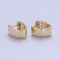 14K Gold plated Minimalist Wide Band Triangle Huggie Hoop Earrings | X-907 - DLUXCA