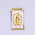 14K Gold plated Miraculous Lady Shell Pearl Rectangle Pendant | AH158 - DLUXCA