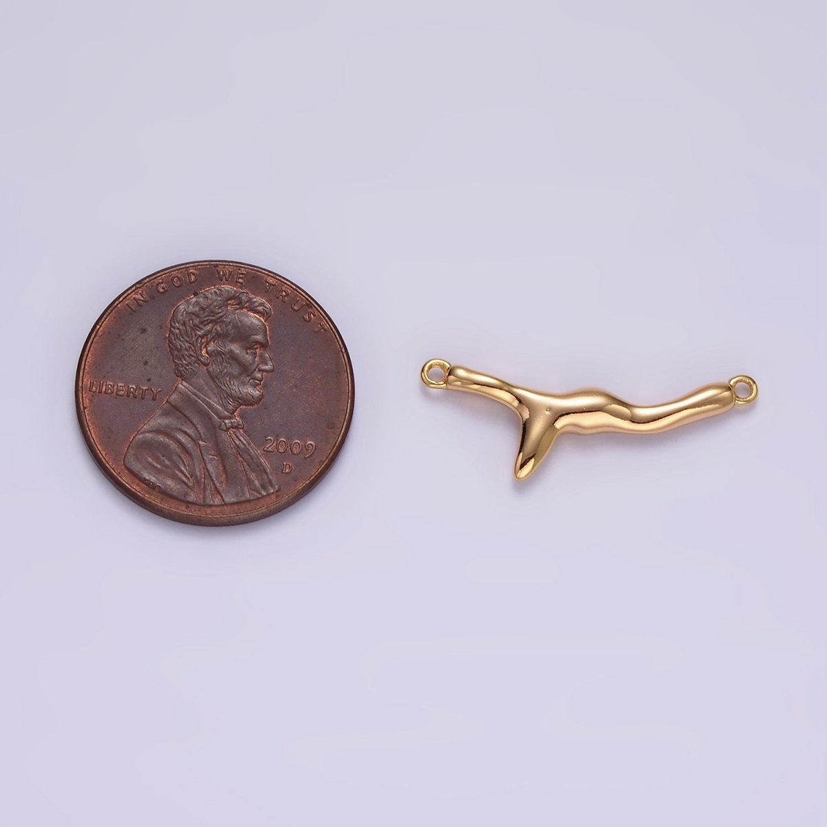 14K Gold plated Molten Drip 23mm Minimalist Connector | G113 - DLUXCA