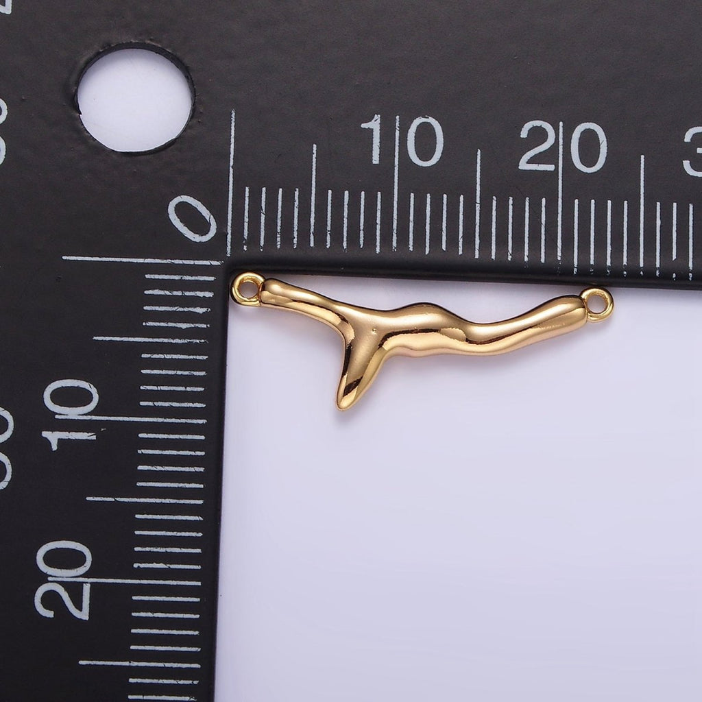 14K Gold plated Molten Drip 23mm Minimalist Connector | G113 - DLUXCA