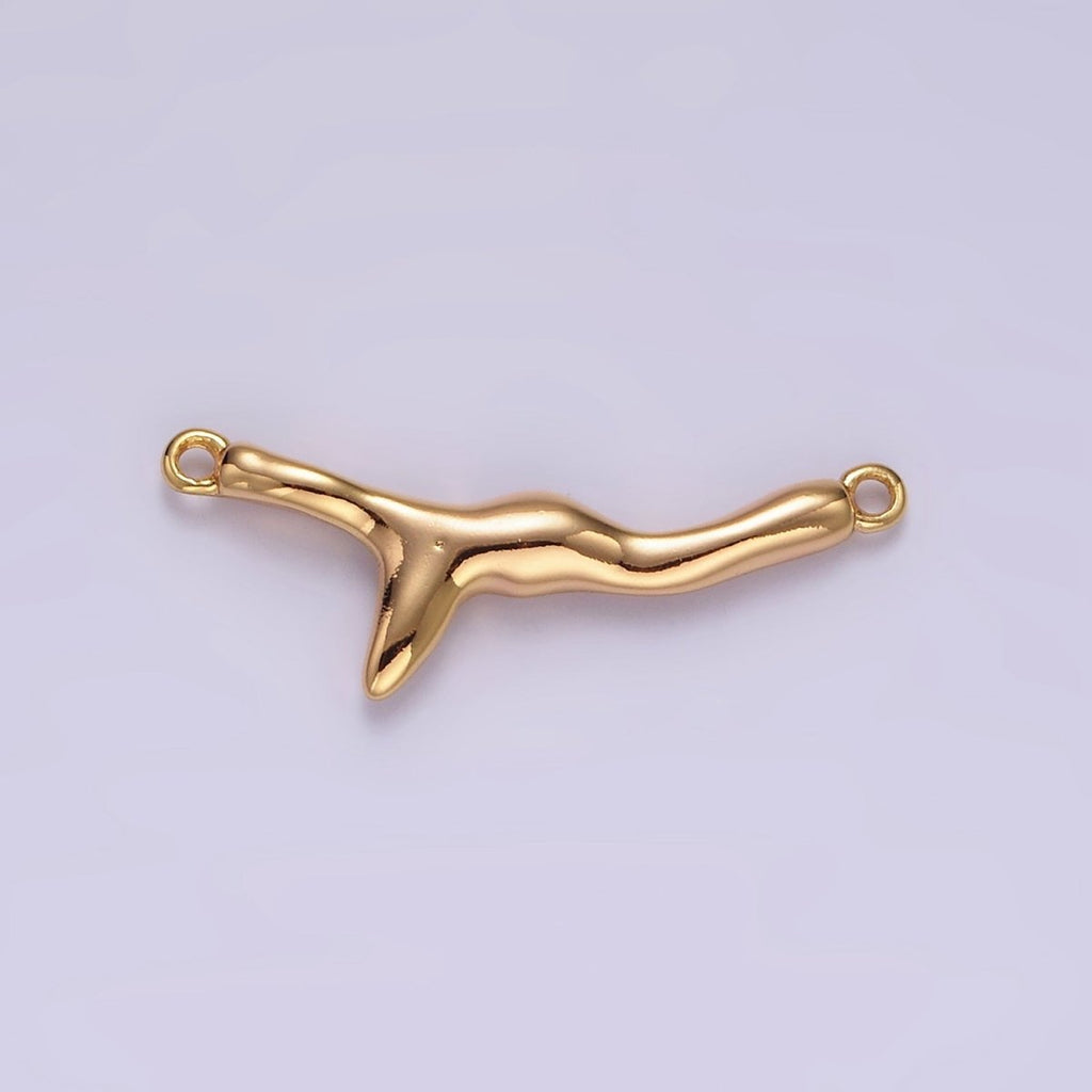 14K Gold plated Molten Drip 23mm Minimalist Connector | G113 - DLUXCA