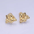 14K Gold plated Molten Foil Open Loop Drop Stud Earrings Findings | Z709 - DLUXCA
