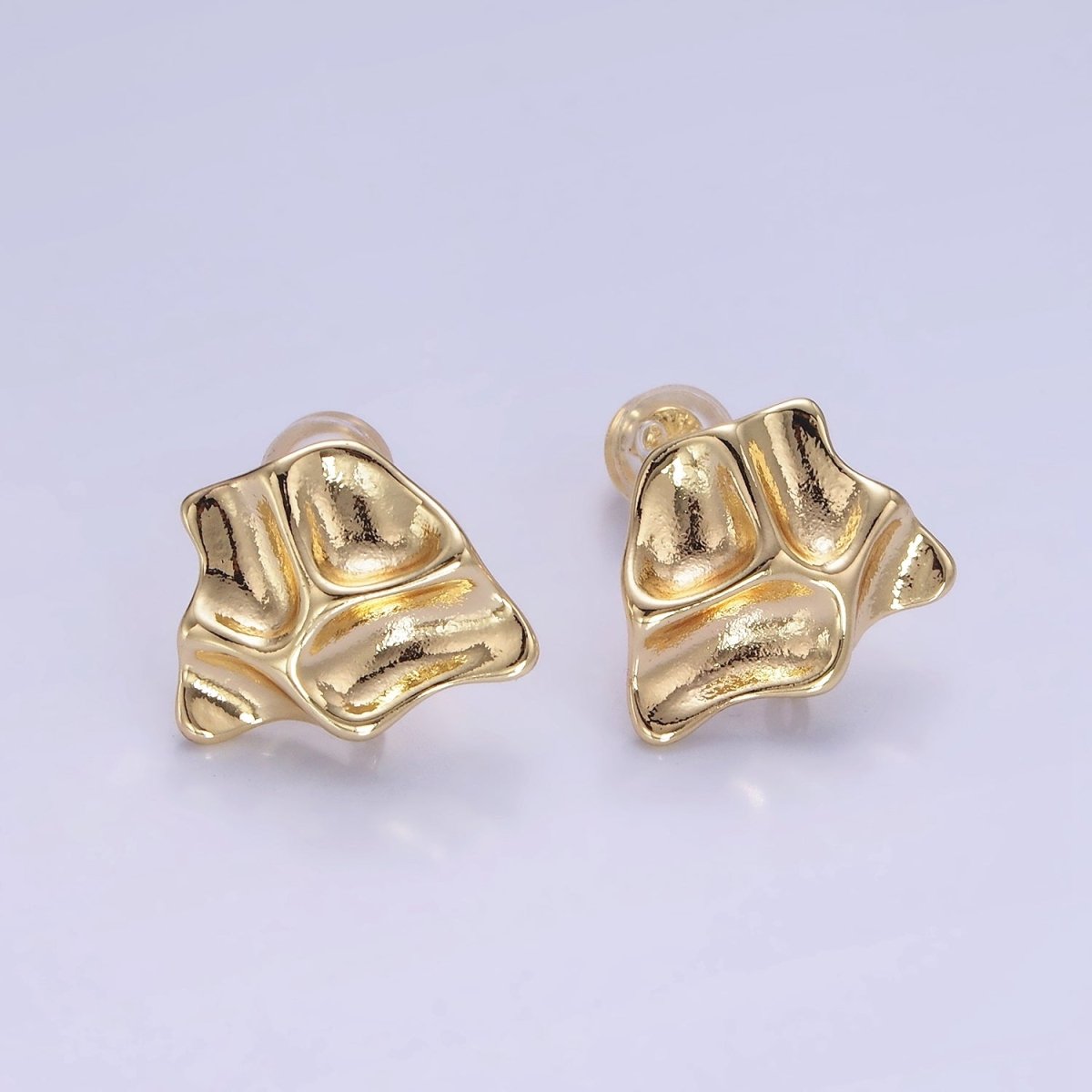 14K Gold plated Molten Foil Open Loop Drop Stud Earrings Findings | Z709 - DLUXCA