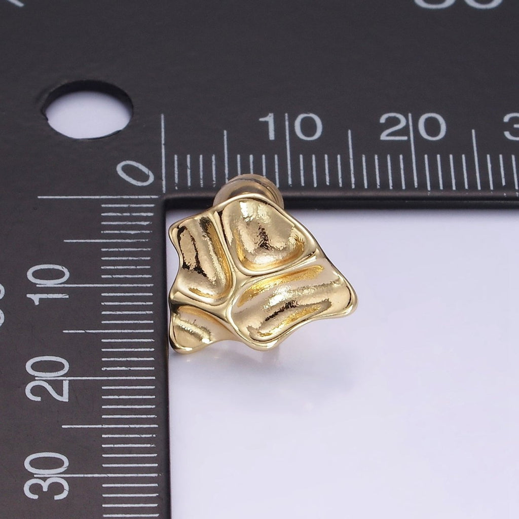 14K Gold plated Molten Foil Open Loop Drop Stud Earrings Findings | Z709 - DLUXCA
