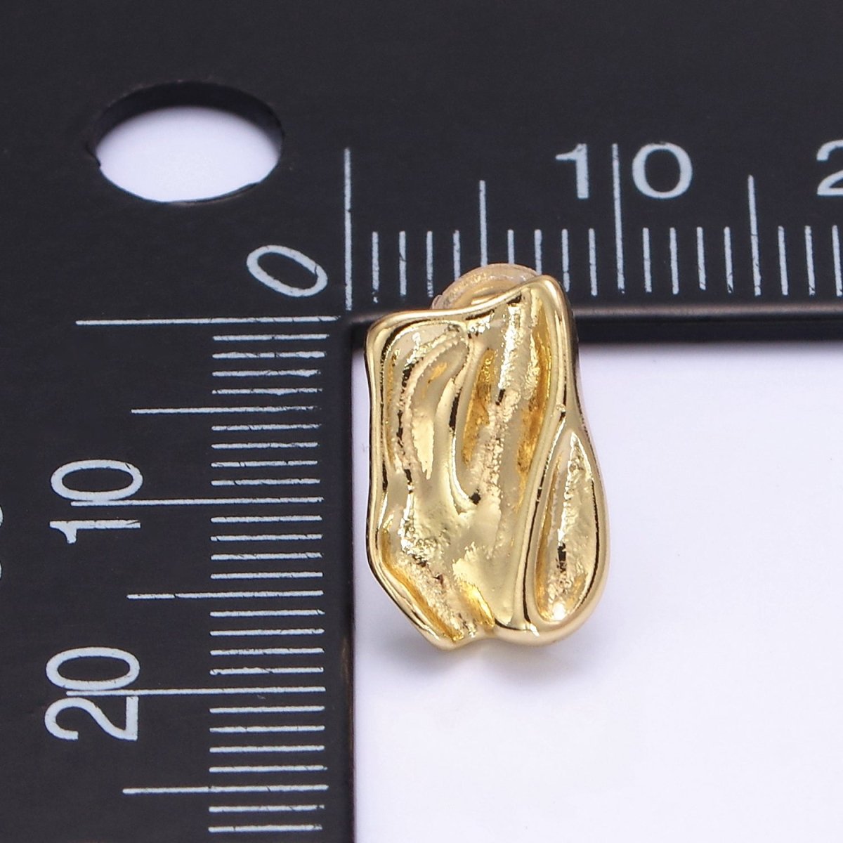 14K Gold plated Molten Foil Rectangular Bar Stud Back Loop Earrings Findings in Silver & Gold | Z812 Z813 - DLUXCA