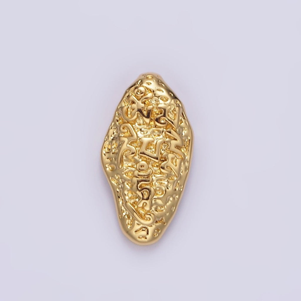 14K Gold plated Molten Hammered Abstract Oval Sphere Geometric Pendant in Gold & Silver | N1266 N1267