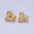 14K Gold plated Molten Heart Stud Earrings | P142 - DLUXCA