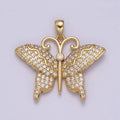 14K Gold plated Monarch Butterfly Pendant CZ Micro Pave Butterfly Insect Charm Necklace Component for DIY Jewelry Making Supply N-546 - DLUXCA