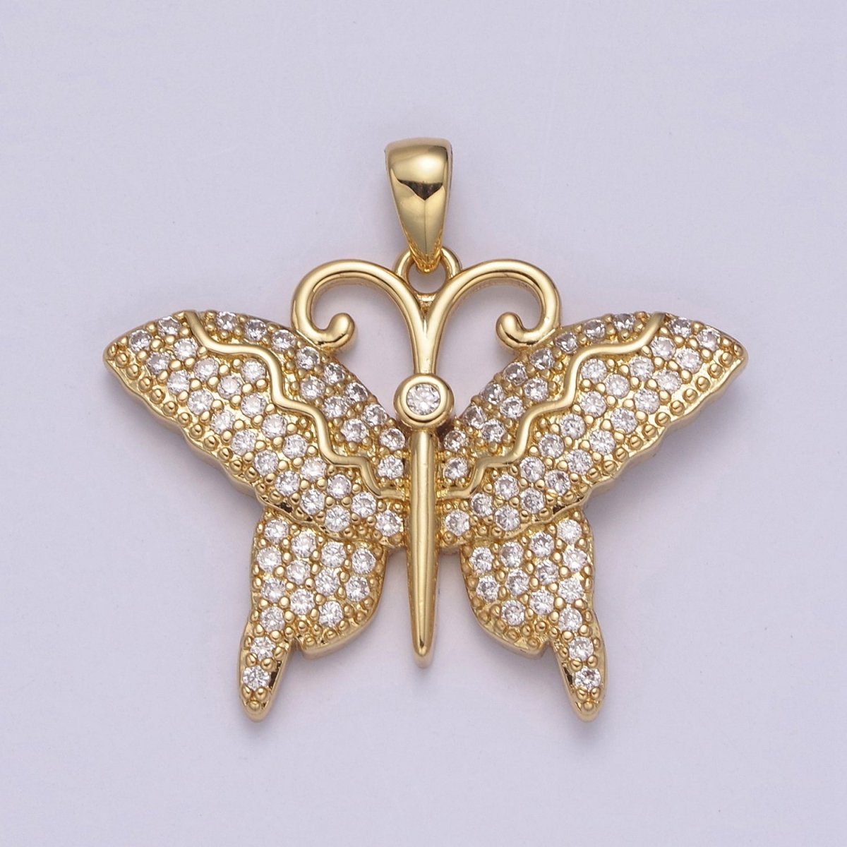 14K Gold plated Monarch Butterfly Pendant CZ Micro Pave Butterfly Insect Charm Necklace Component for DIY Jewelry Making Supply N-546 - DLUXCA