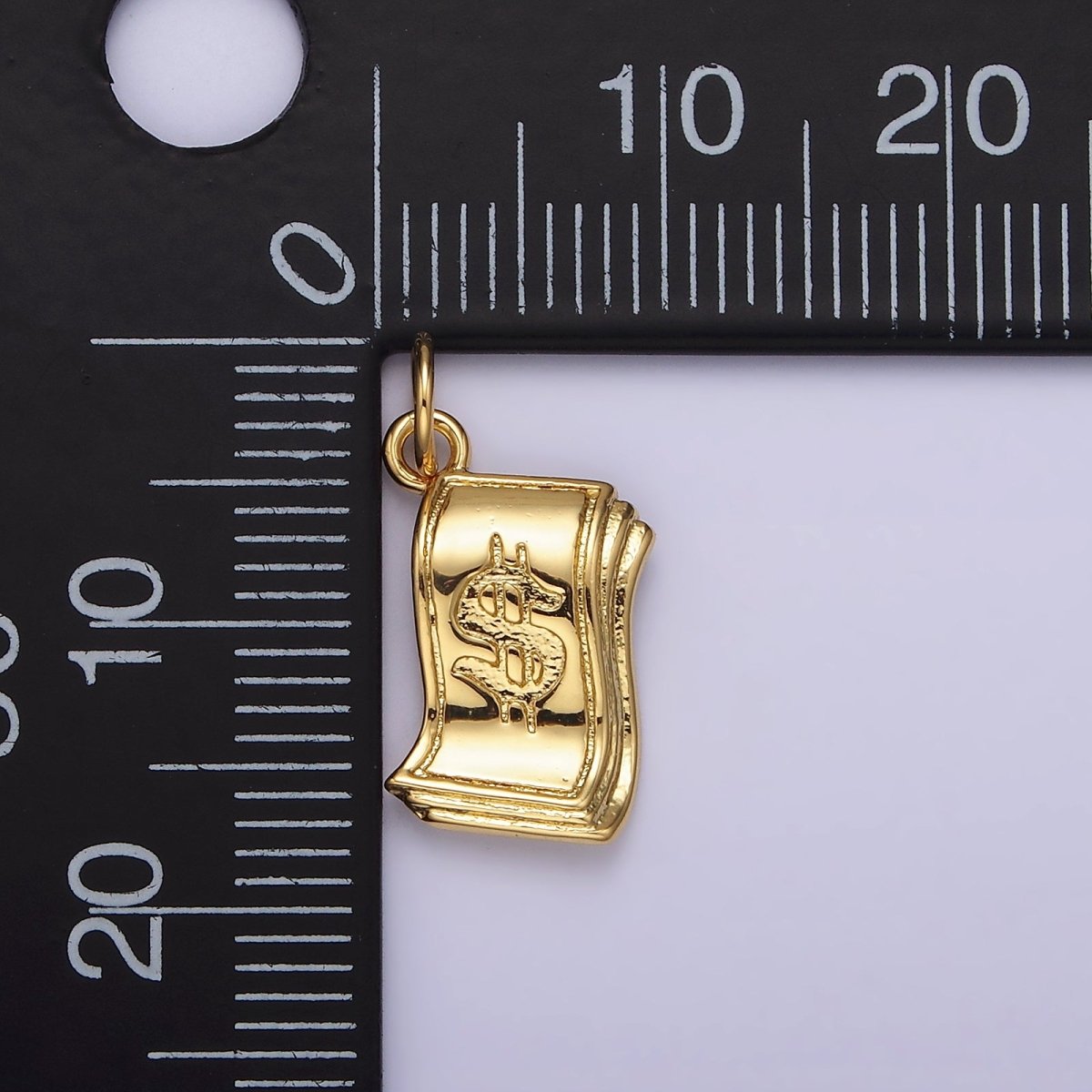 14K Gold plated Money Dollar Bill Engraved Add-On Charm in Gold & Silver | N1502 N1503 - DLUXCA