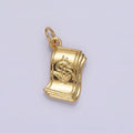 14K Gold plated Money Dollar Bill Engraved Add-On Charm in Gold & Silver | N1502 N1503 - DLUXCA