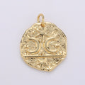 14k Gold plated Moon and Star Medallion Pendant Celestial Astrology Round Disc Charm Pendant, Vintage Coin for Layer Necklace Earring Supply D-716 - DLUXCA