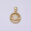 14K Gold plated Moonstone Evil Eye Braided Open Round Pendant | AA759 - DLUXCA
