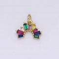 14K Gold plated Multicolor Baguette CZ Rainbow Curve Add-On Charm | AC1448 - DLUXCA