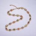 14K Gold plated Multicolor Baguette Micro Paved CZ 15 Inch Choker Chain Necklace | WA-2135 Clearance Pricing - DLUXCA