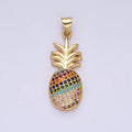 14K Gold plated Multicolor CZ Micro Paved Pineapple Fruit Pendant | AA1148 - DLUXCA