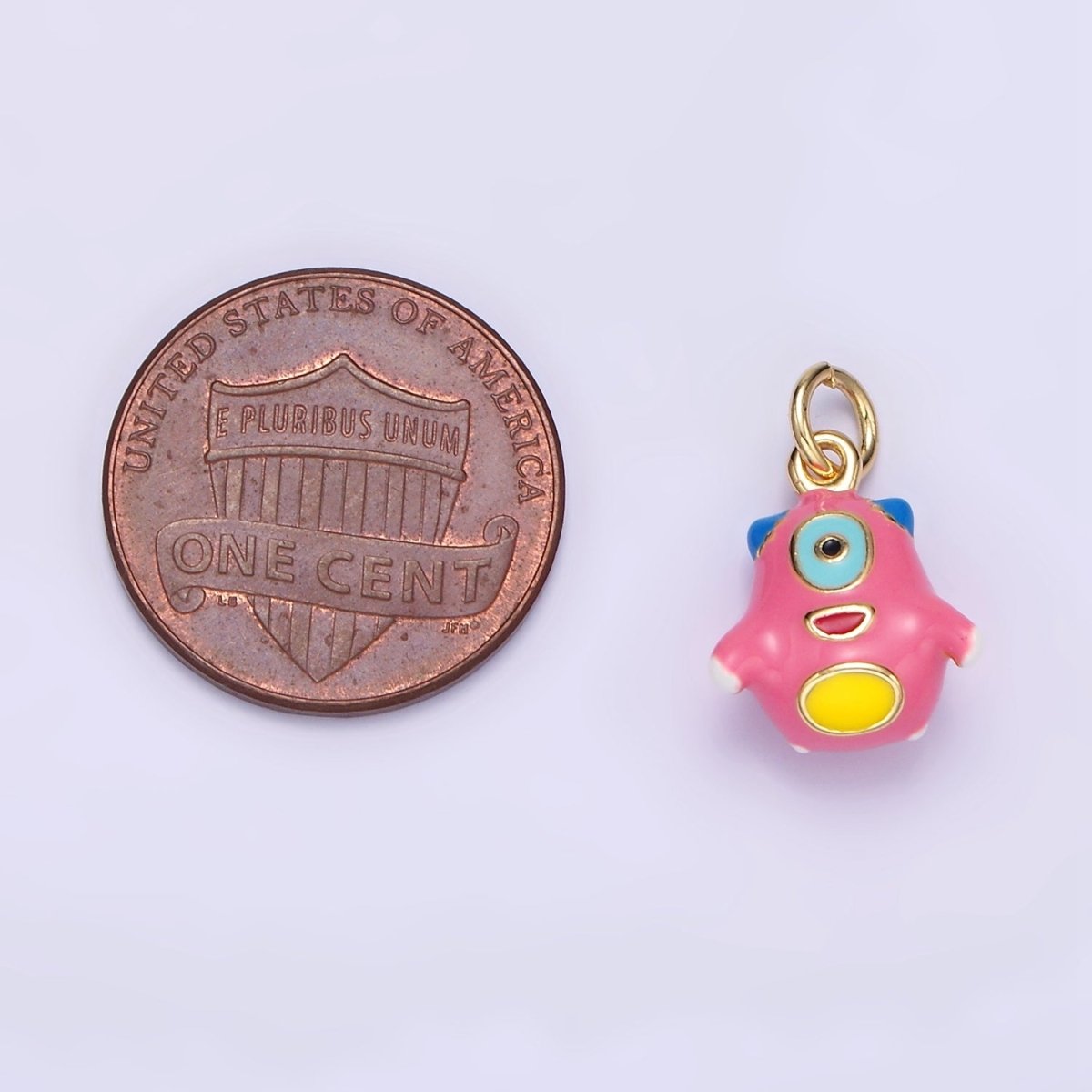 14K Gold plated Multicolor Enamel Alien Monster Puffed Charm | C590 - DLUXCA