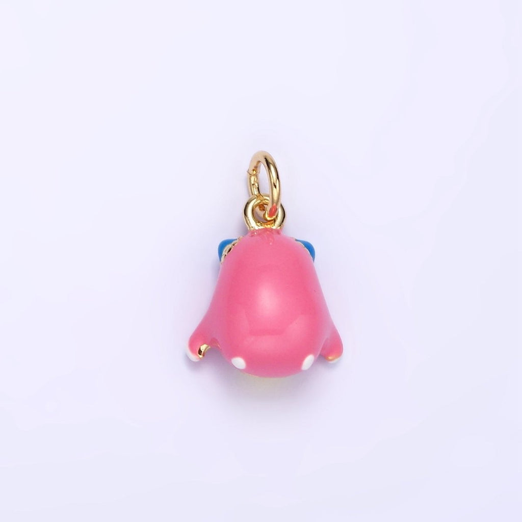14K Gold plated Multicolor Enamel Alien Monster Puffed Charm | C590 - DLUXCA