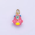 14K Gold plated Multicolor Enamel Alien Monster Puffed Charm | C590 - DLUXCA