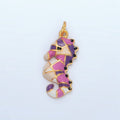 14K Gold plated Multicolor Enamel Sea Horse Animal Charm | AC173 - DLUXCA