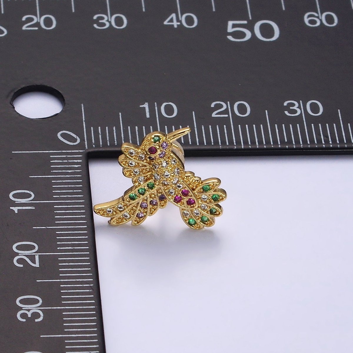 14K Gold plated Multicolor Micro Paved CZ Hummingbird Pet Earrings Set in Gold & Silver | AD-434 AD-435