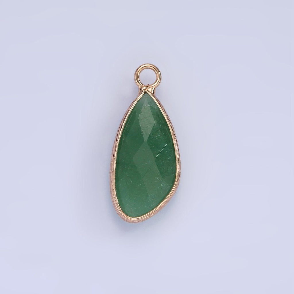 14K Gold plated Multifaceted Amethyst, Clear Quartz, White Stone, Labradorite, Rose Quartz, Amazonite, Moonstone, Strawberry Quartz, Green watermelon stone Geometric Charm | N1660 - N1668