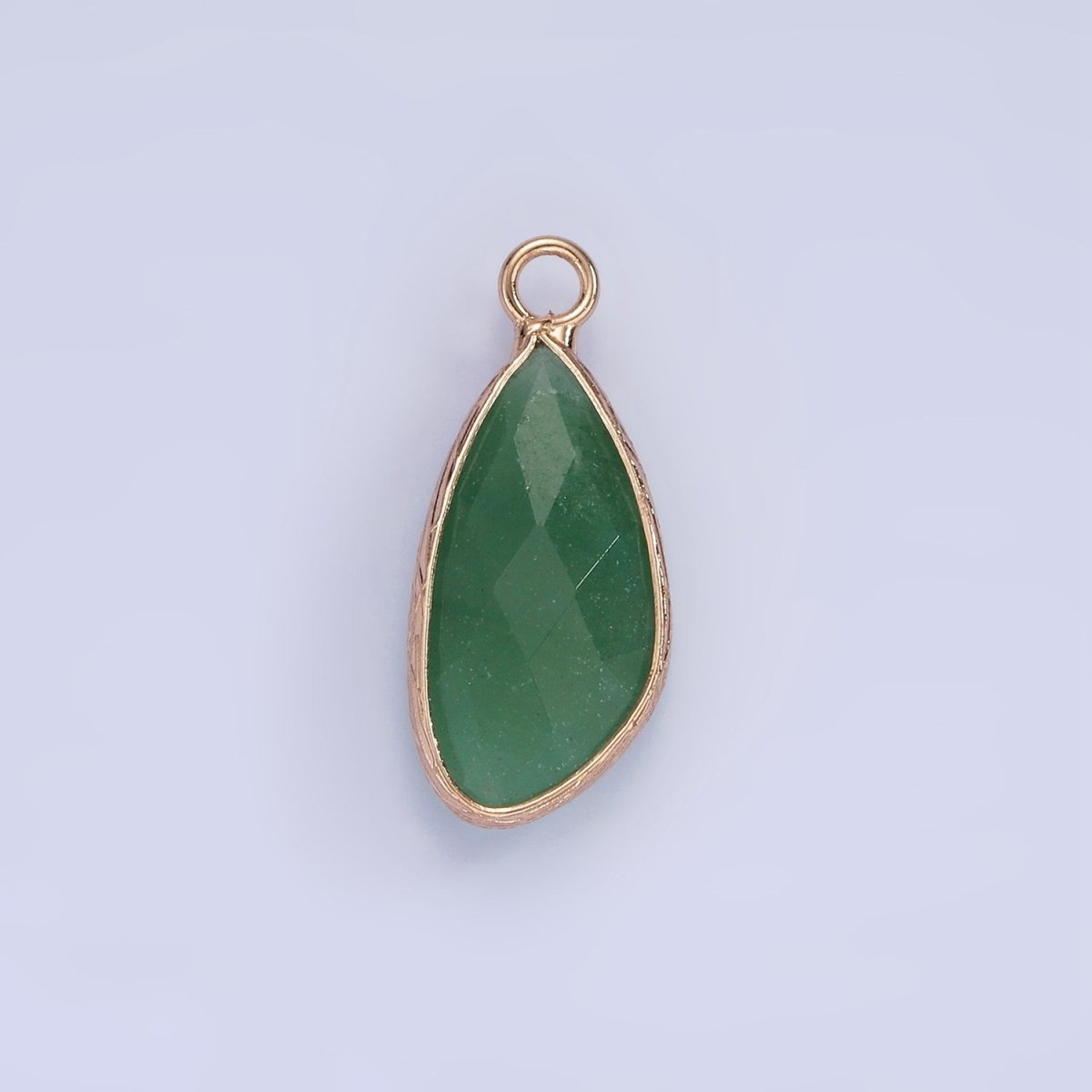 14K Gold plated Multifaceted Amethyst, Clear Quartz, White Stone, Labradorite, Rose Quartz, Amazonite, Moonstone, Strawberry Quartz, Green watermelon stone Geometric Charm | N1660 - N1668