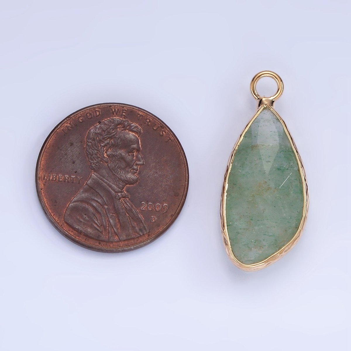 14K Gold plated Multifaceted Amethyst, Clear Quartz, White Stone, Labradorite, Rose Quartz, Amazonite, Moonstone, Strawberry Quartz, Green watermelon stone Geometric Charm | N1660 - N1668