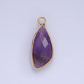 14K Gold plated Multifaceted Amethyst, Clear Quartz, White Stone, Labradorite, Rose Quartz, Amazonite, Moonstone, Strawberry Quartz, Green watermelon stone Geometric Charm | N1660 - N1668