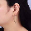 14K Gold plated Multifaceted Textured 45mm, 60mm Rhombus Hinge Hoop Earrings | AE063 AE064