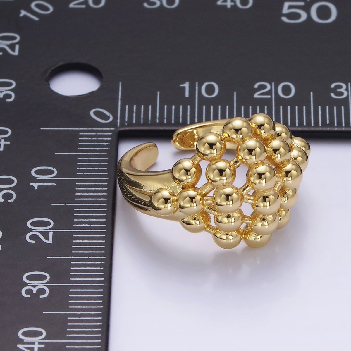 14K Gold plated Multiple Beaded Bubble Round Signet Ring in Gold & Silver | O1266 O1267