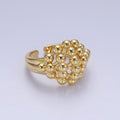 14K Gold plated Multiple Beaded Bubble Round Signet Ring in Gold & Silver | O1266 O1267