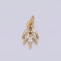 14K Gold plated Multiple Clear Marquise CZ Leaf Mini Add-On Charm | N1094 - DLUXCA