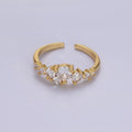 14K Gold plated Multiple Clear Round CZ Bubble Ring | O1053 - DLUXCA