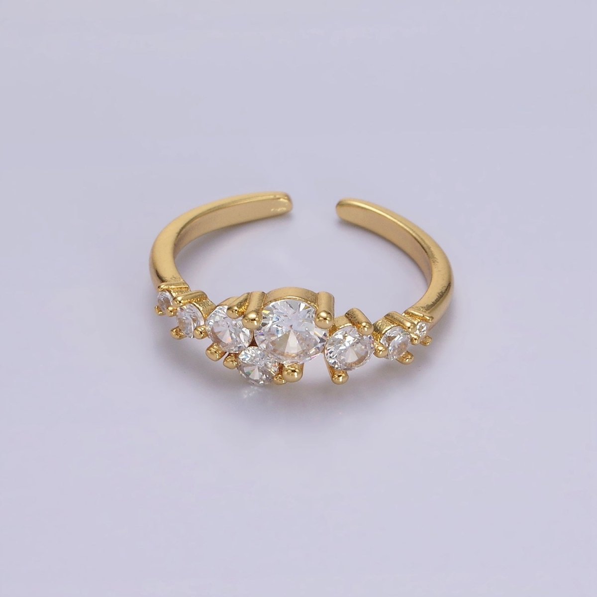 14K Gold plated Multiple Clear Round CZ Bubble Ring | O1053 - DLUXCA