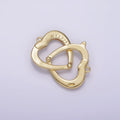 14K Gold plated "MY LOVE" Engraved Double Heart Connector | G-079 - DLUXCA